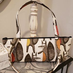 Unique hand made shoulder bag, fox print, NWT